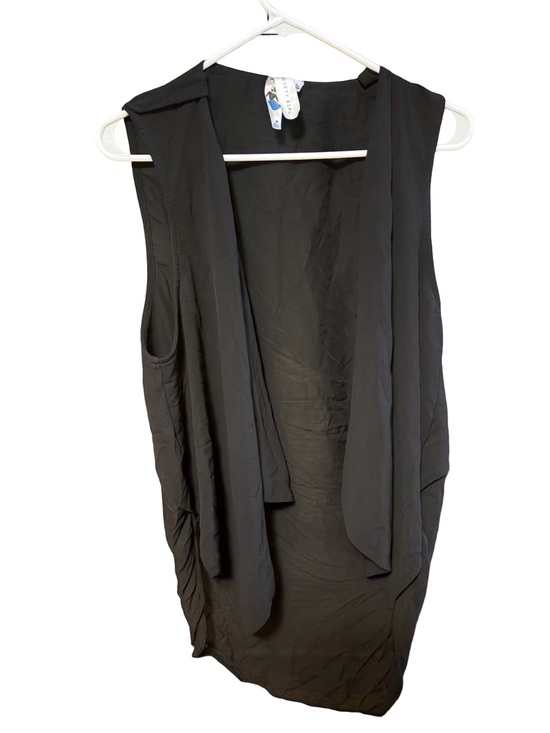 Society Girl Jackets & Blazers - Sleeveless Draped Open Front Vest - Black